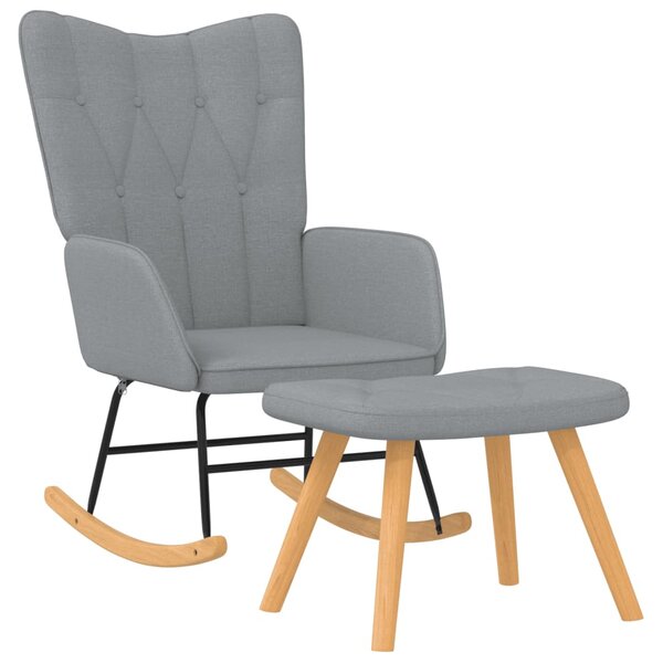 vidaXL Chaise à bascule avec tabouret Gris clair Tissu