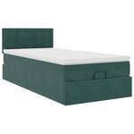 vidaXL Lit ottoman avec matelas et LED Vert foncé 80x200cm velours