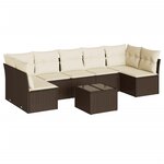 vidaXL Salon de jardin 8 Pièces avec coussins marron résine tressée