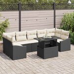vidaXL Ensemble de canapé de jardin 8 Pièces Noir Poly rotin
