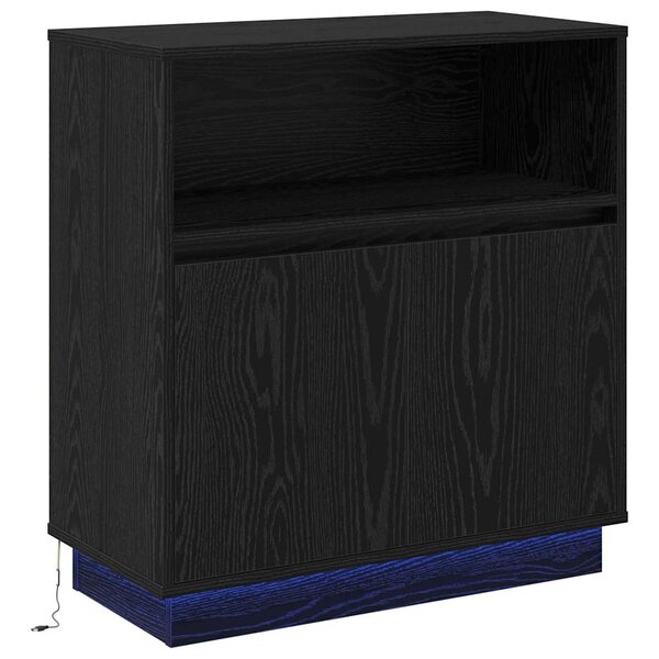 vidaXL Buffet LED Chêne noir 71 x 34 5 x 75 cm Bois d'ingénierie