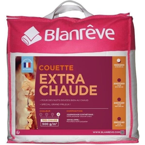 Couette extra chaude blanche en microfibre 140 x 200 cm