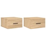 vidaXL Tables de chevet murales 2 Pièces chêne sonoma 35x35x20 cm