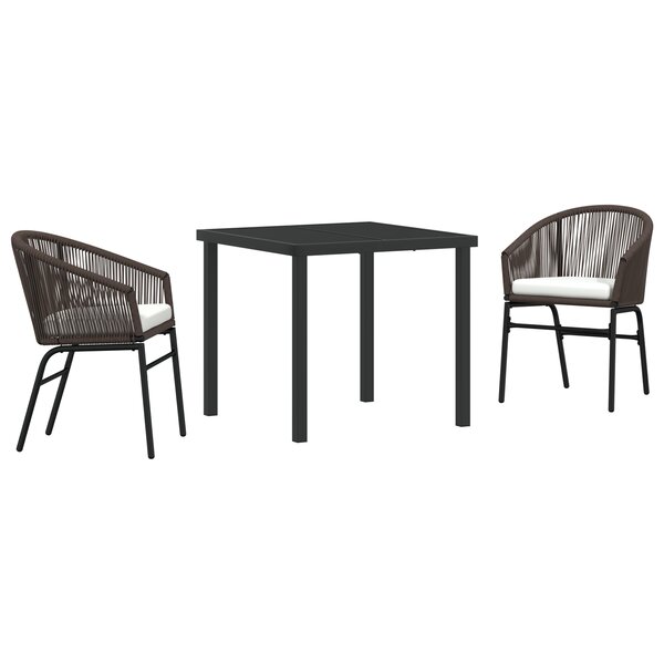 vidaXL Ensemble de jardin 3 pièces en rotin synthétique marron