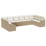 vidaXL Ensemble de canapé de jardin 10 Pièces Beige Poly rotin