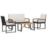 vidaXL Ensemble de meubles d'extérieur 4 pc Noir et blanc crème