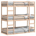 vidaXL Lit superposé triple sans matelas 80x200 cm bois de pin massif