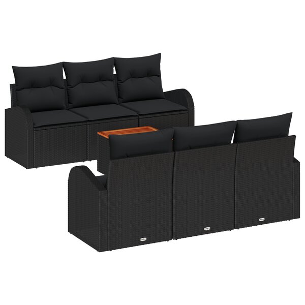 vidaXL Ensemble de canapé de jardin 7 Pièces Noir Grand