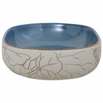 vidaXL Vasque à poser sable et bleu ovale 59x40x14 cm céramique