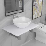 Vidaxl meuble de salle de bain en deux pièces céramique blanc