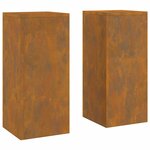 vidaXL Supports pour plantes 2 Pièces Rouillé 24 x 24 x 55 cm