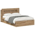 vidaXL Cadre de lit avec rangement Chêne artisanal 140 x 190 cm