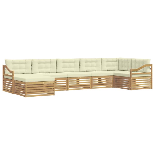 vidaXL Ensemble de canapés d'extérieur 7 Pièces Blanc et crème