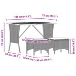 vidaXL Ensemble à manger de jardin avec coussins 3 Pièces Noir