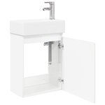 vidaXL Meuble de salle de bain avec robinet Blanc brillant