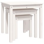 vidaXL Tables gigognes 3 Pièces Blanc Bois de pin massif