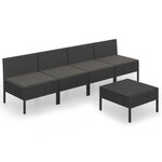 vidaXL Salon de jardin 5 Pièces avec coussins résine tressée noir