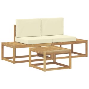 vidaXL Ensemble de canapés d'extérieur 3 Pièces Blanc et crème Polyester