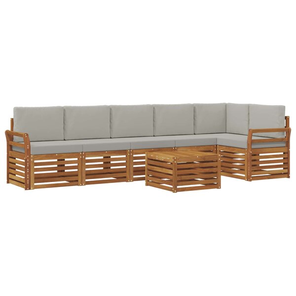 vidaXL Ensemble de canapé d'angle 7 Pièces Gris Naturel et Clair