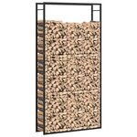 vidaXL Portant de bois de chauffage Noir mat 110x28x214 cm Acier