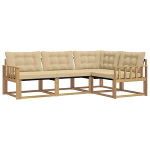 vidaXL Ensemble de canapés d'extérieur 4 pc Blanc et Beige