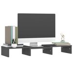 vidaXL Support de moniteur Gris 60x24x10 5 cm Bois de pin solide
