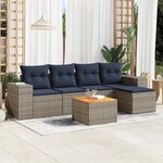vidaXL Salon de jardin 6 Pièces avec coussins gris résine tressée
