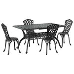 vidaXL Ensemble de salle à manger pour jardin 5 Pièces Noir Aluminium