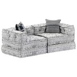 vidaXL Pouf modulaire à 2 places Gris clair Tissu