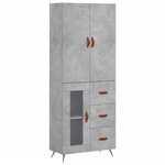 vidaXL Buffet haut Gris béton 69 5x34x180 cm Bois d'ingénierie