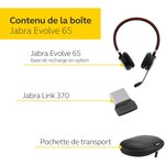 Jabra evolve 75 ms casque stereo sans fil supra-auriculaire - casque certifié microsoft avec batterie longue durée - adaptateur