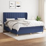 vidaXL Sommier à lattes de lit avec matelas Bleu 160x200 cm Tissu