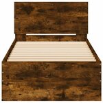 vidaXL Cadre de lit tête de lit et lumières LED chêne fumé 90x190 cm