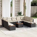 vidaXL Ensemble de canapé de jardin 10 Pièces Noir Poly rotin