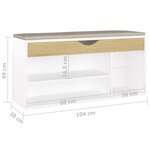 vidaXL Banc à chaussures et coussin blanc chêne sonoma bois ingénierie