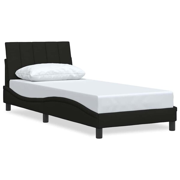 vidaXL Cadre de lit sans matelas Hanko noir 90x190 cm tissu