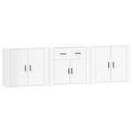 vidaXL Buffets 3 Pièces Blanc Bois d'ingénierie