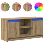 vidaXL Meuble TV avec lumières LED en chêne  100x34x50 cm  fait en bois d'ingénierie.