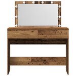 vidaXL Table de maquillage avec LED en bois ancien 100x40x120 cm
