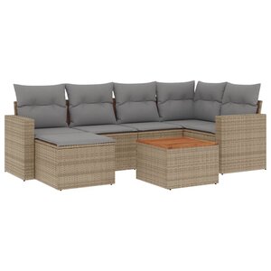 vidaXL Salon de jardin avec coussins 7 Pièces beige résine tressée