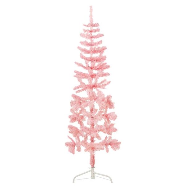 vidaXL Demi sapin de Noël artificiel mince avec support Rose 180 cm