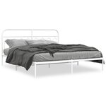 vidaXL Cadre de lit métal avec tête de lit blanc 193x203 cm
