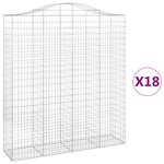 vidaXL Paniers à gabions arqués 18 Pièces 200x50x220/240 cm Fer galvanisé