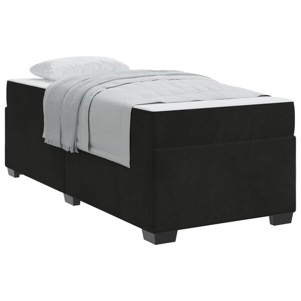 vidaXL Cadre de lit avec matelas Noir 90 x 200 cm tissu