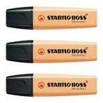 Surligneur BOSS ORIGINAL Pastel pointe Biseautée 2 - 5 mm Sorbet Abricot x 3 STABILO
