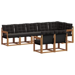 vidaXL Ensemble de canapés d'extérieur 8 pc Naturel et Noir