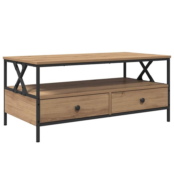 vidaXL Table basse chêne artisanal 100 x 51 x 45 cm Bois d'ingénierie