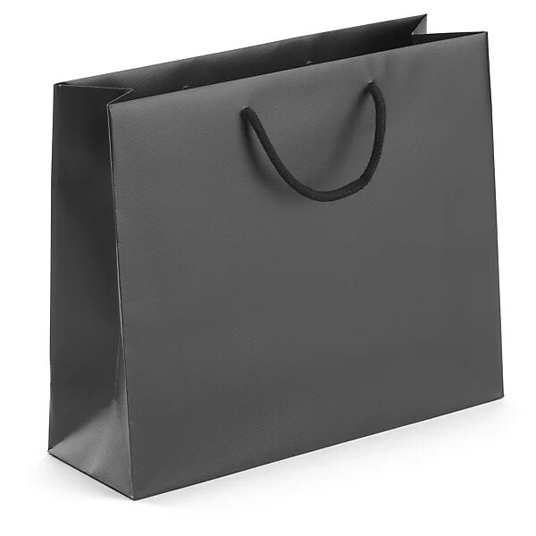 Sac pelliculé mat noir effet relief à poignées cordelières 30 x 25 x 10 cm (lot de 20)