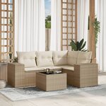 vidaXL Salon de jardin avec coussins 5 Pièces beige résine tressée