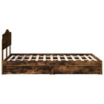 vidaXL Lit de Rangement Chêne fumé 135 x 190 cm Bois d'ingénierie